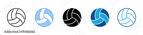 Volleyball icon multiple style and collection