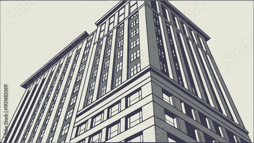Modern Skyscraper Building Vector Illustration.