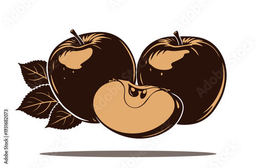 illustration with white background  fresh apples ready to serve