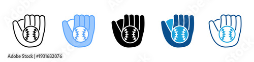 Baseball Glove icon multiple style and collection