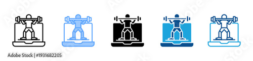 Virtual Fitness icon multiple style and collection
