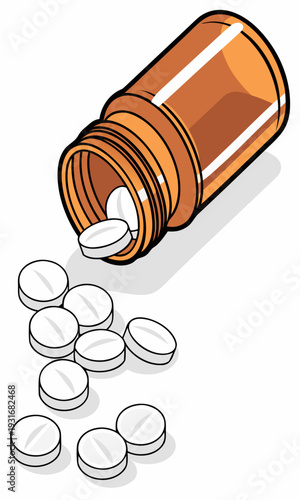 Pills spilling from a medicine bottle 2.