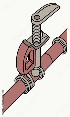 Pipe Repair Clamp Illustration for Leaking Water Pipe.