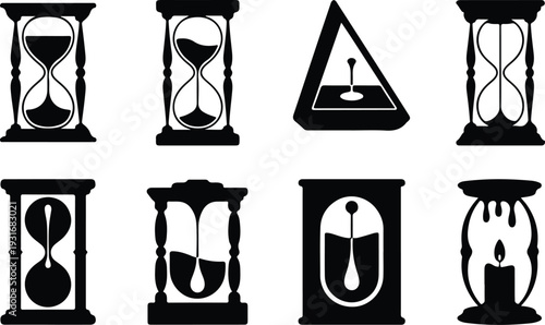 Set of 8 hourglass icons vector