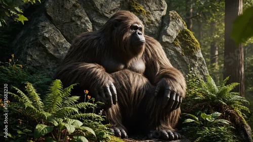 Powerful Gorilla in Lush Green Jungle Habitat
