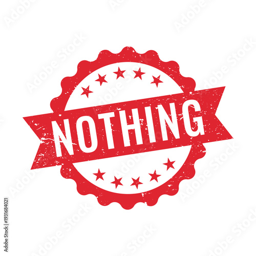 decorative circular red stamp featuring nothing text on ribbon banner with stars for quality certification style