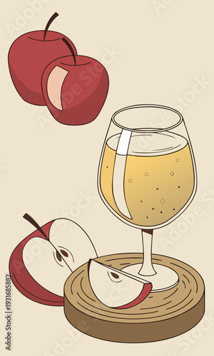 Refreshing Apple Cider Beverage with Fresh Apples and Slices.