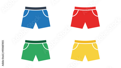 Colorful pairs of shorts displayed in a grid layout