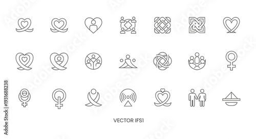 modern minimalist line icons vector set illustrating love connection partnership gender and social issues for app design