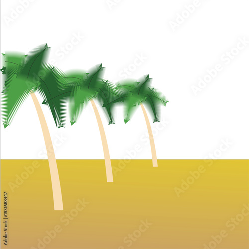 A row of stylized palm trees against a two tone background