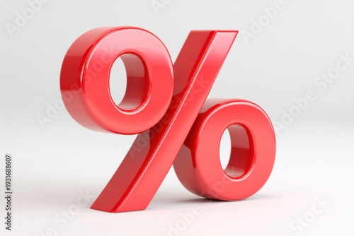 3D render of a large red percentage symbol 