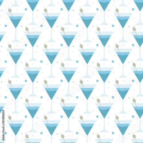 Repeating pattern of fresh blue drinks perfect for summer party and pool decor.
