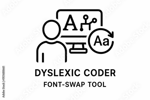 Dyslexic coder using font-swap tool with modern graphic design elements