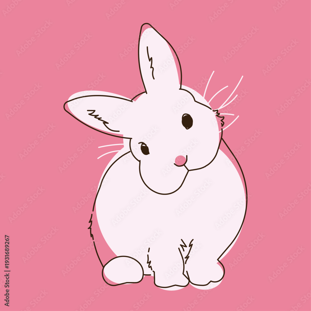 Fototapeta premium Draw outline rabbit For Easter. Greeting card with decorative easter bunny