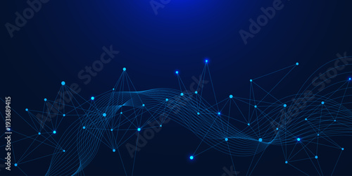 Abstract science and technology with plexus design. Futuristic big data visualization. Suitable for chemistry, medical, scientific. Vector