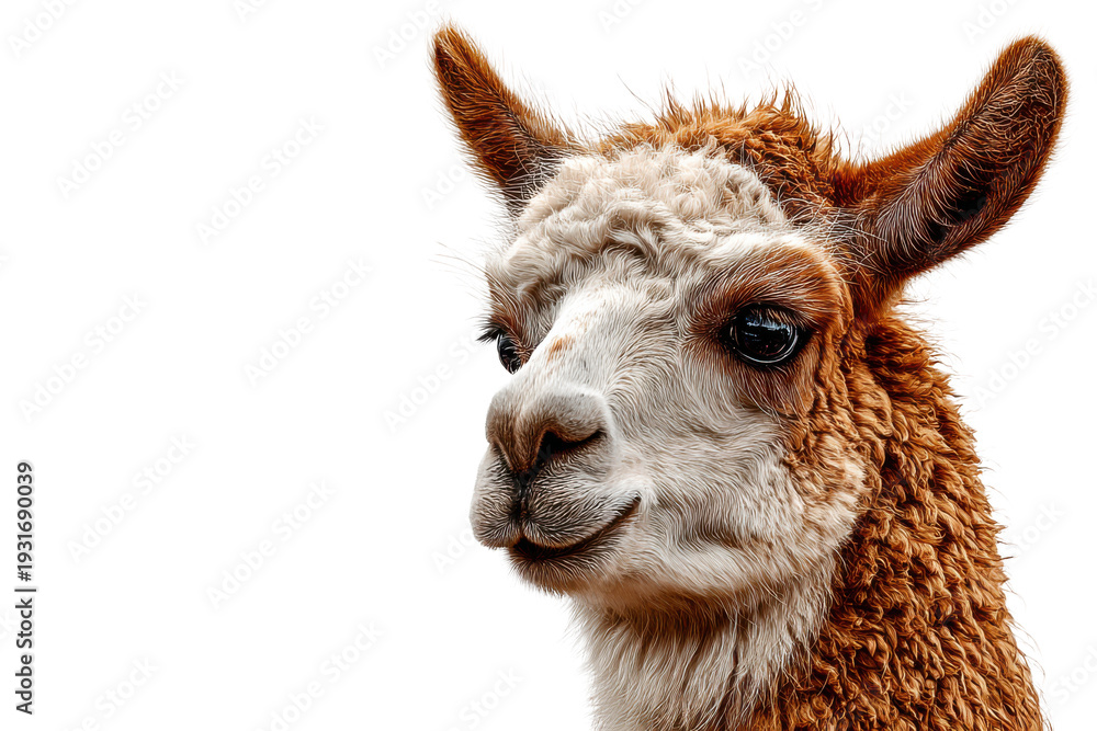 Fototapeta premium White Llama Isolated on Transparent Background