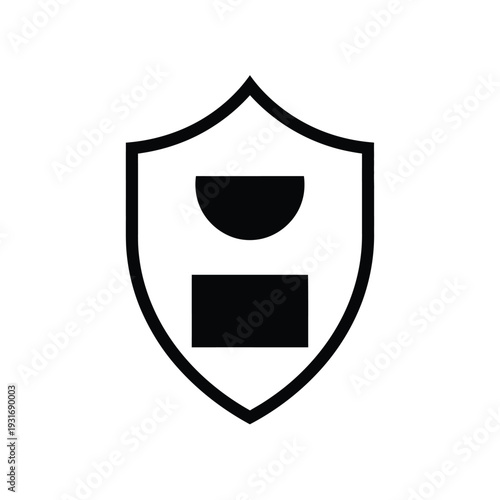 Free Download Vector illustration simple black shield icon with person symbol - GFXLoad