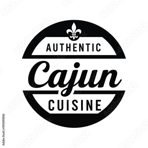 Vector illustration authentic cajun cuisine logo design with fleur de lis