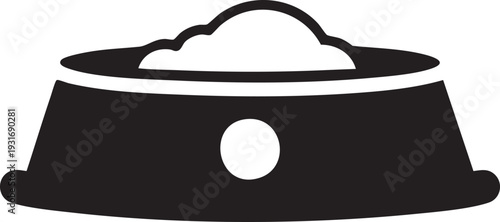 A bowl of food is placed on a surface, viewed from a straightforward perspective.