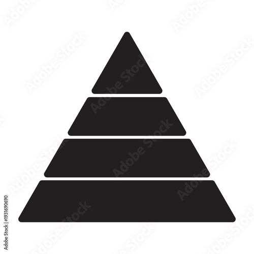 triangular pyramid Black and white icon. Success and strategy signs. Business hierarchy symbols. educational materials. diagrams with ascending levels