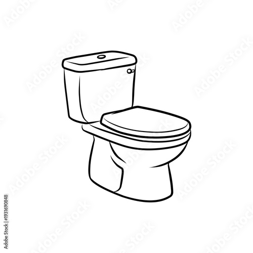 Modern Bathroom Toilet Commode Illustration Hand Drawn Style