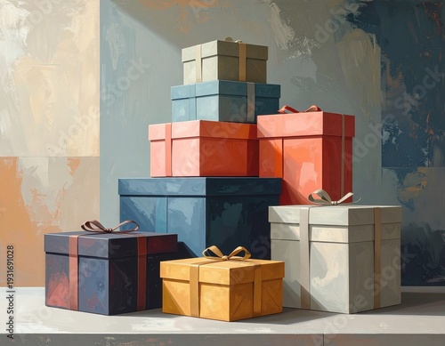 Colorful Stacked Boxes with Handles Storage.