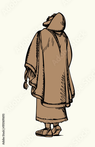 Vector drawing. Jewish man praying God