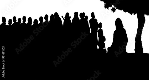 Vector drawing. Jesus teaching people