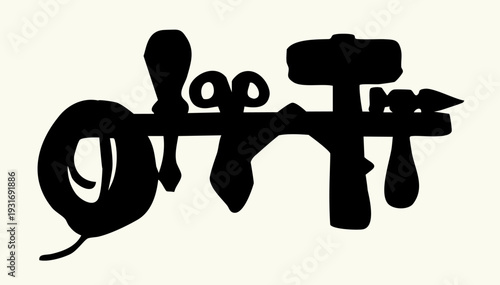 Vector illustration of tools in a workshop.