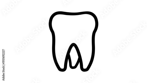 three-rooted tooth, black isolated silhouette