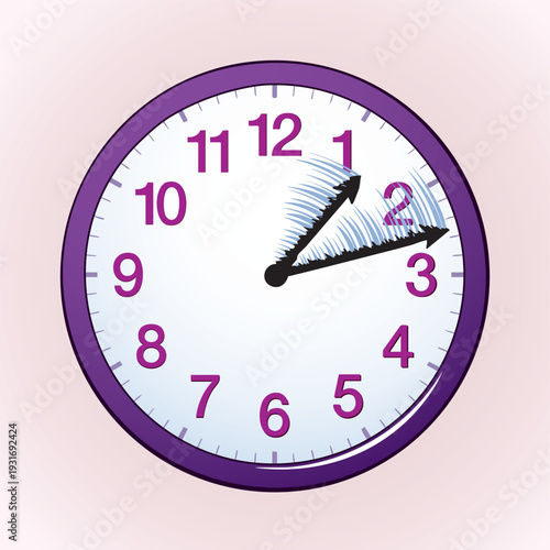 Vector drawing. The hands of a clock flutter in the wind.