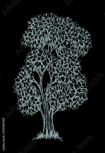 Vector drawing. Big green bush