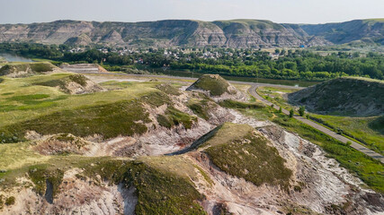 Aerial view of Midland Provincial Park from Royal Tyrrell Museum parking, Alberta