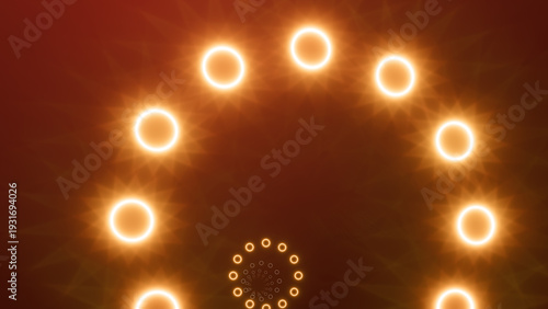 Hypnotic Circles of Light: A mesmerizing journey through glowing rings.
Futuristic journey through a glowing neon light tunnel animation.
Abstract digital tunnel with glowing particles