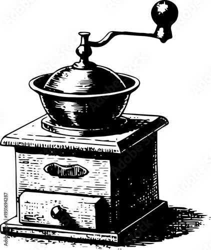 Vintage Tabletop Coffee Grinder Hand Crank Engraving