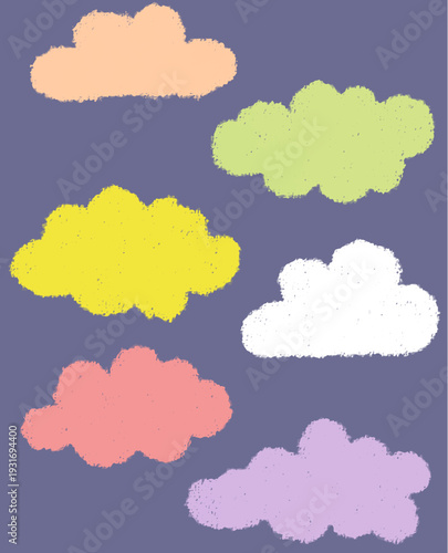 Colorful Hand-Drawn Pastel Clouds Collection