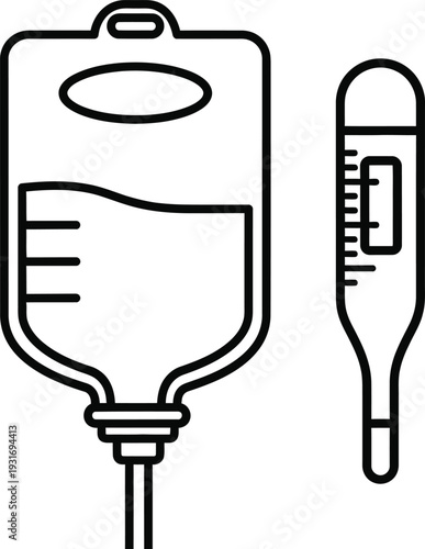 Medical IV Bag and Thermometer