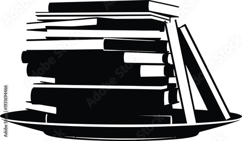 Stack of Books on Plate Isolated on White Background