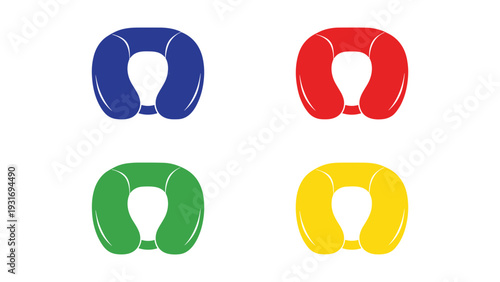 Four stylized crescent shapes in distinct primary and secondary colors