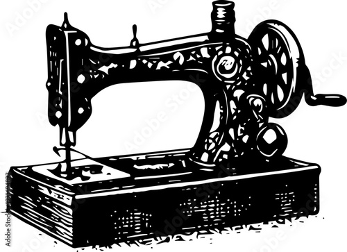 Antique Ornate Treadle Sewing Machine Engraving