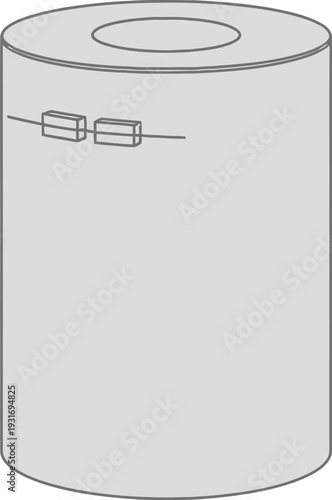 Cylindrical Object with Wire and Terminals on White