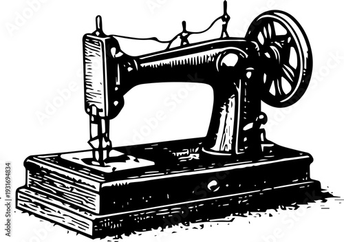 Vintage Compact Hand Crank Sewing Machine Engraving