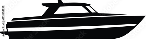 Black Boat Silhouette on White Background