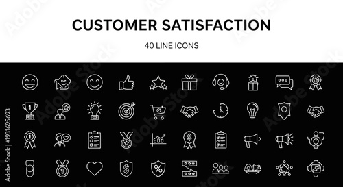 Customer satisfaction icons set for feedback.