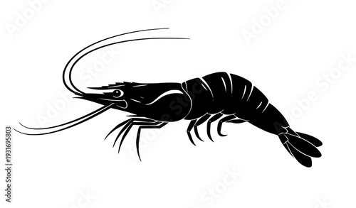 Shrimp Vector Illustration – Black Silhouette Seafood Icon