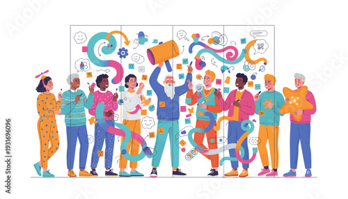 Dynamic Diverse Team Brainstorms Innovative Marketing Strategies, Driving Creative Solutions and Business Growth for Agencies