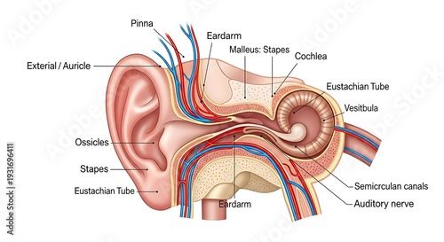 Human ear anatomy illustration