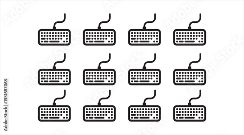 Collection of keyboard symbols simple typing device icons minimal black vector illustration set
