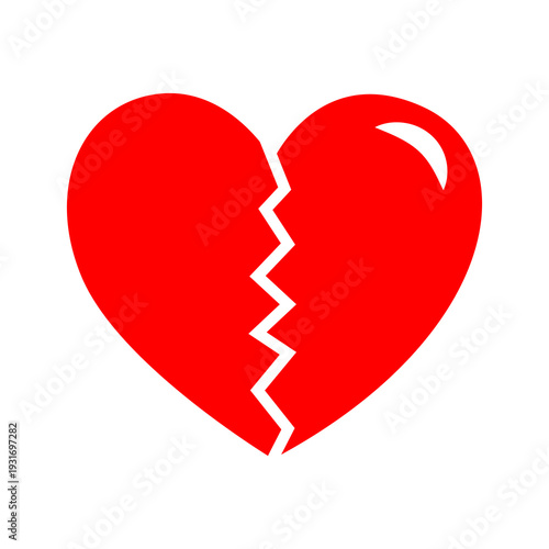 Broken Heart Icon for Sadness and Heartbreak