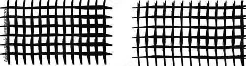 Abstract Black and White Grid Pattern with Textured Brush Strokes